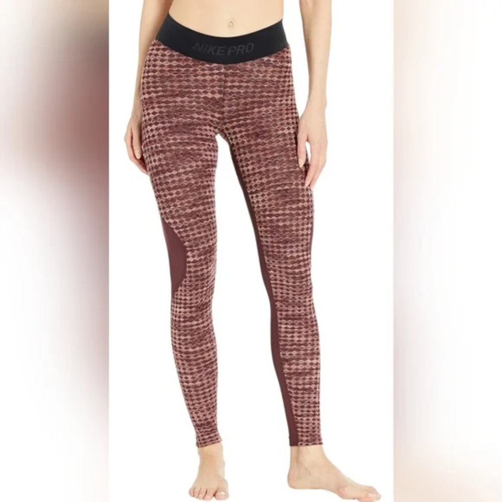 Nike Pro Hyperwarm Tights Burgundy Crush/Black size Small